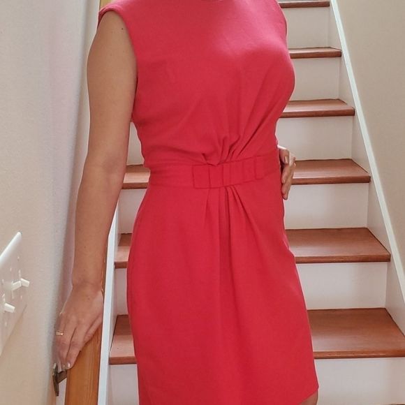 EUC Ted Baker Red S/L Red Dress w/Grosgrain detail - Picture 7 of 8